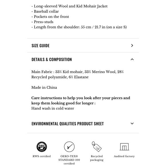 [SOLD] La Maille Sezane Eddy Jacket in Middle Grey Size M NWT✨ - Picture 8 of 13